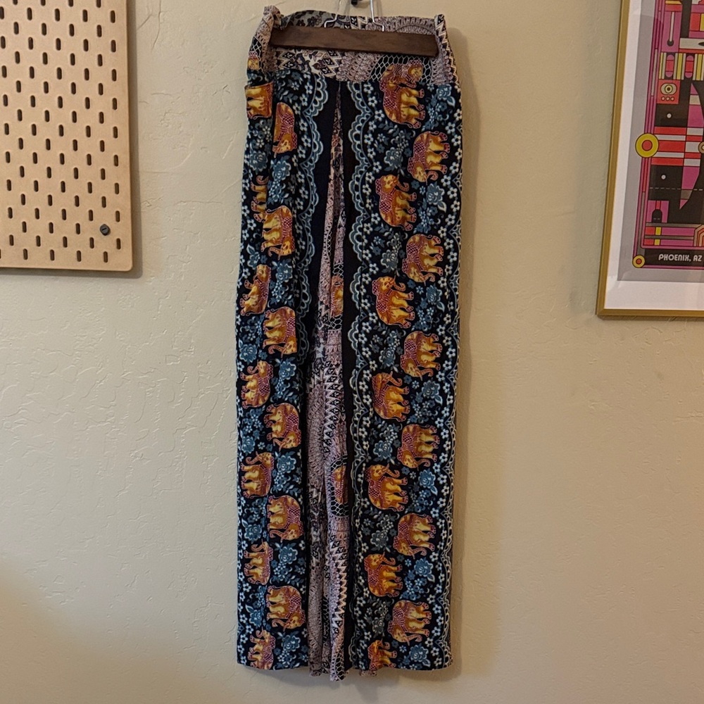 Festival pattern wide leg pants